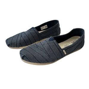 TOMS Slip On Casual Shoes Herringbone Pattern Comfort Loafers Women Size 8